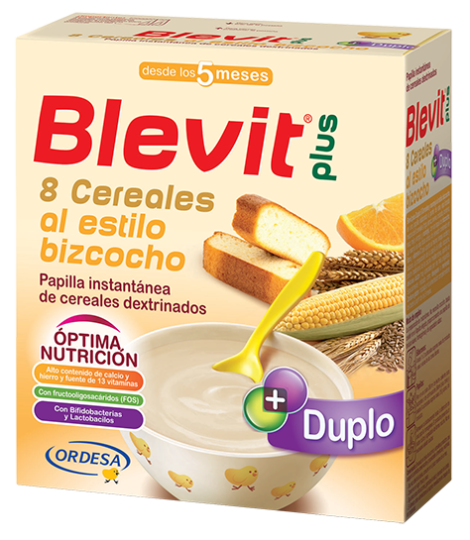 Blevit Papilla Plus 8 Cereal Duplo with Cake and Orange
